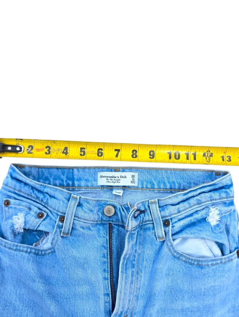 Abercrombie Curve Love 90s Straight Jeans Size 26 Distressed - Picture 3 of 6